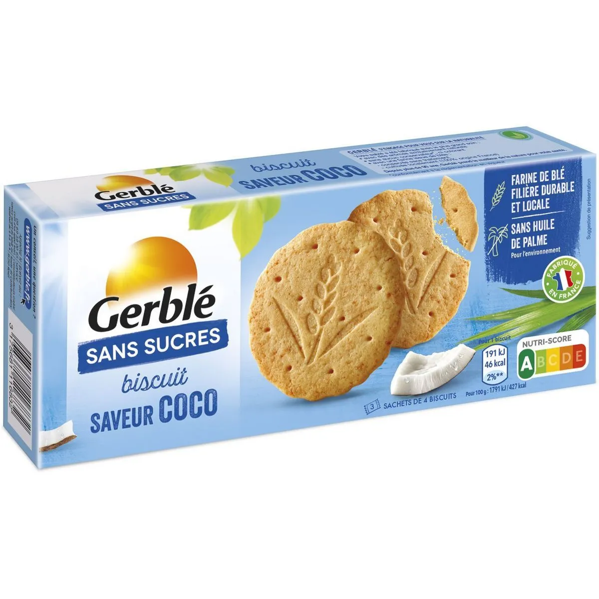 biscuits sans sucres saveur coco gerblé