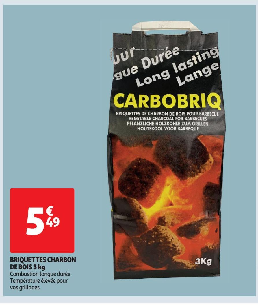 BRIQUETTES CHARBON DE BOIS 3 kg