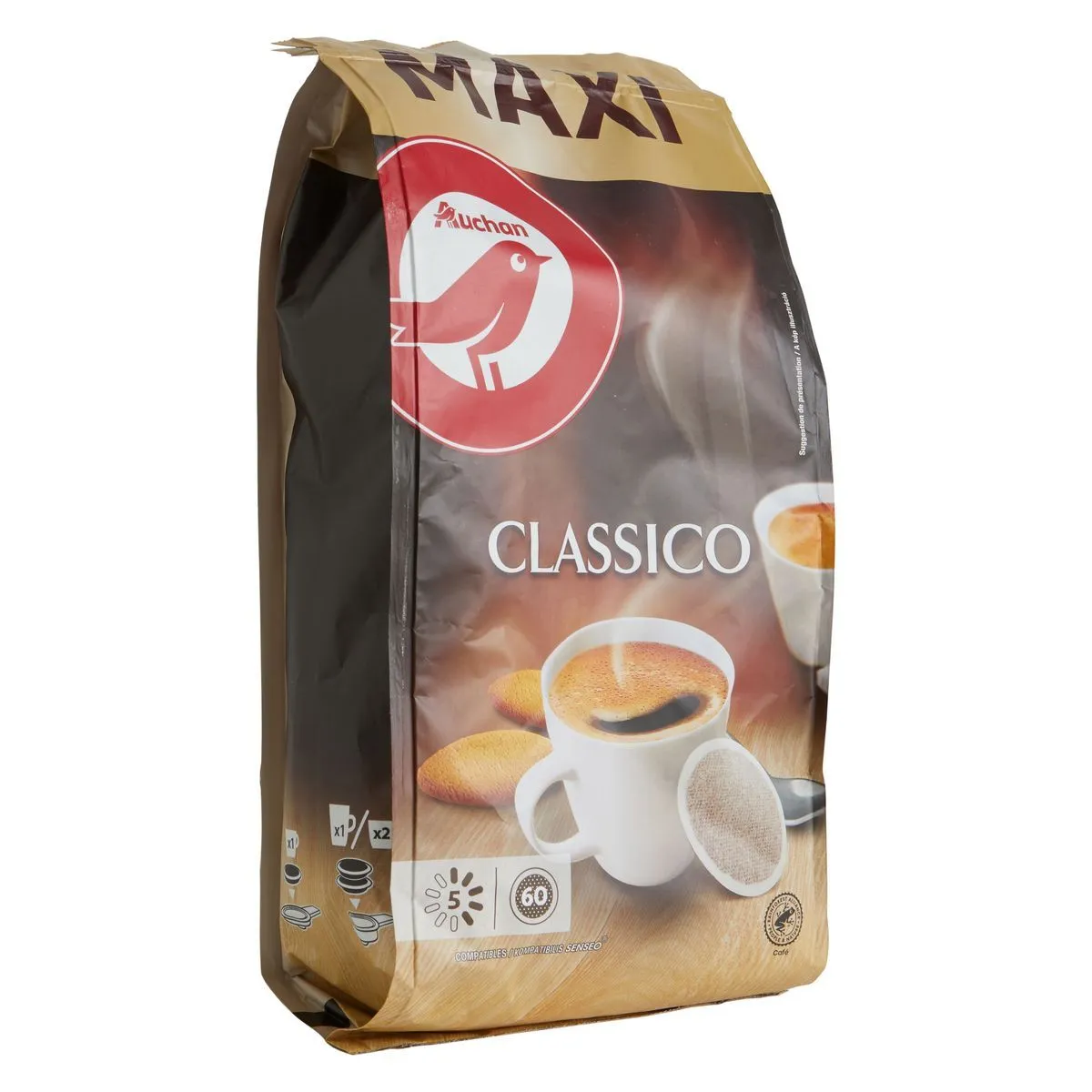 café en dosettes souples classique auchan