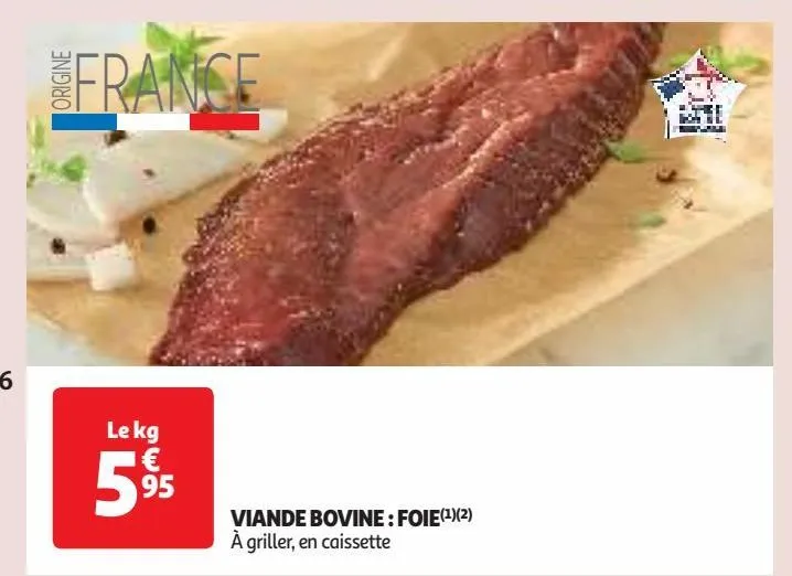 viande bovine : foie(1)(2)