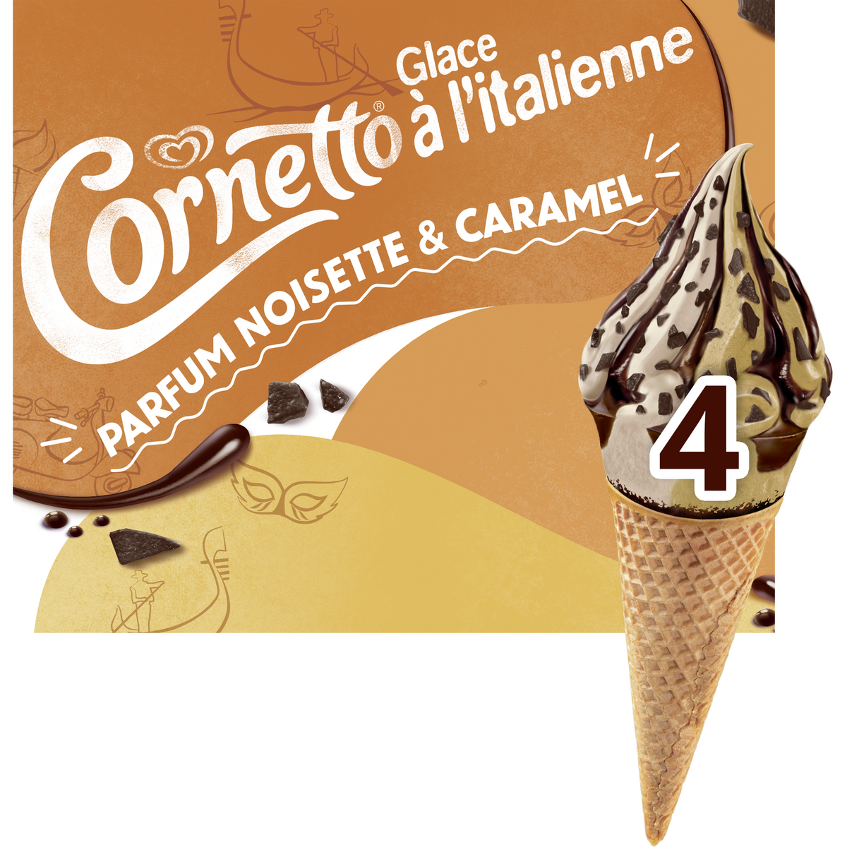 CÔNES CORNETTO SOFT CARAMEL & HAZELNUT FLAVOUR