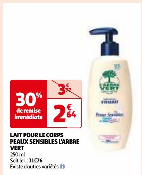 LAIT POUR LE CORPS PEAUX SENSIBLES L'ARBRE VERT