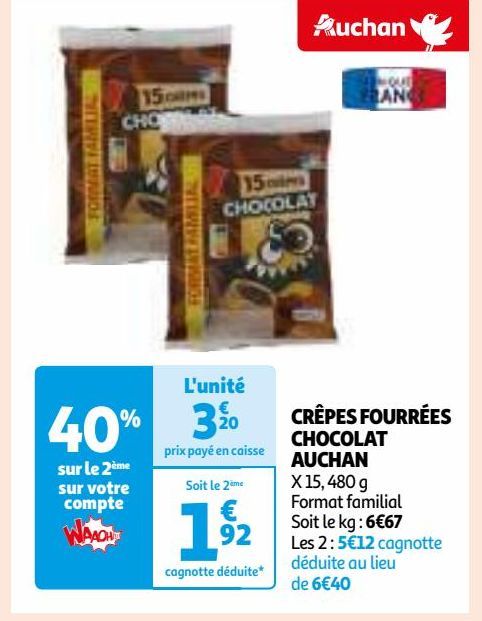 CRÊPES FOURRÉES CHOCOLAT AUCHAN