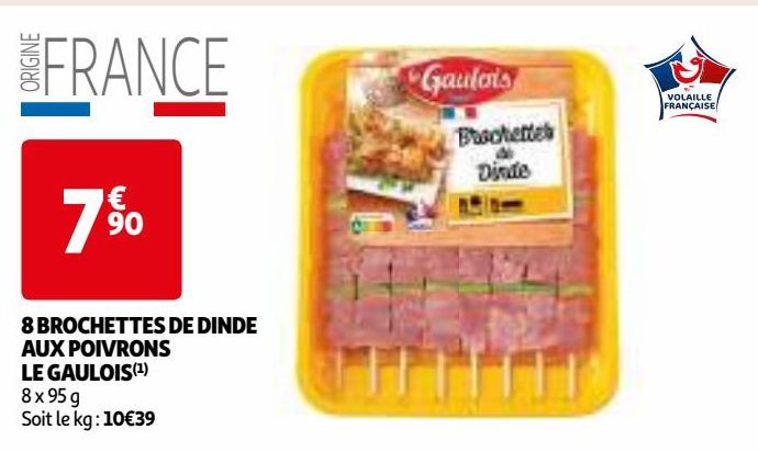 8 BROCHETTES DE DINDE AUX POIVRONS LE GAULOIS