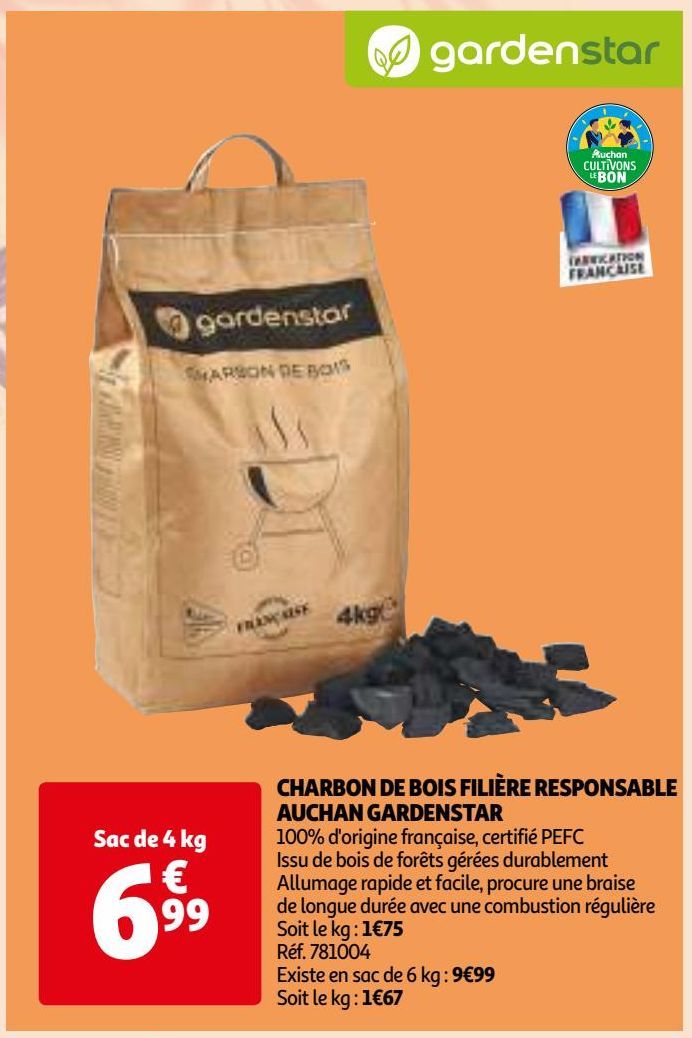 CHARBON DE BOIS FILIÈRE RESPONSABLE AUCHAN GARDENSTAR