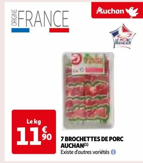 7 brochettes de porc auchan