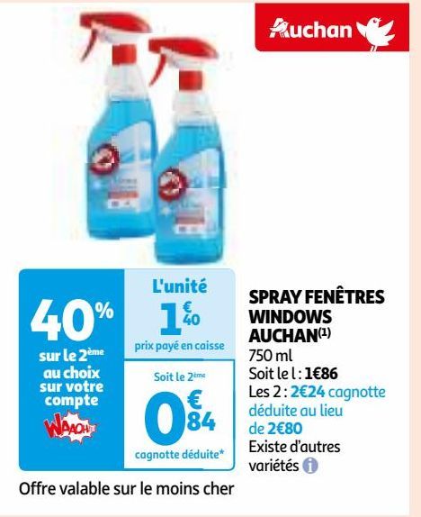 SPRAY FENÊTRES WINDOWS AUCHAN