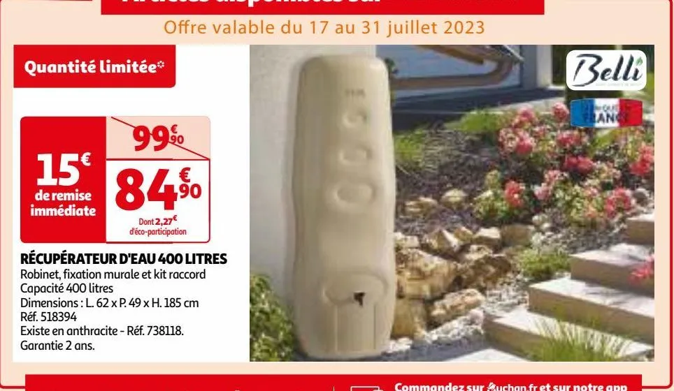 récupérateur d'eau 400 litres