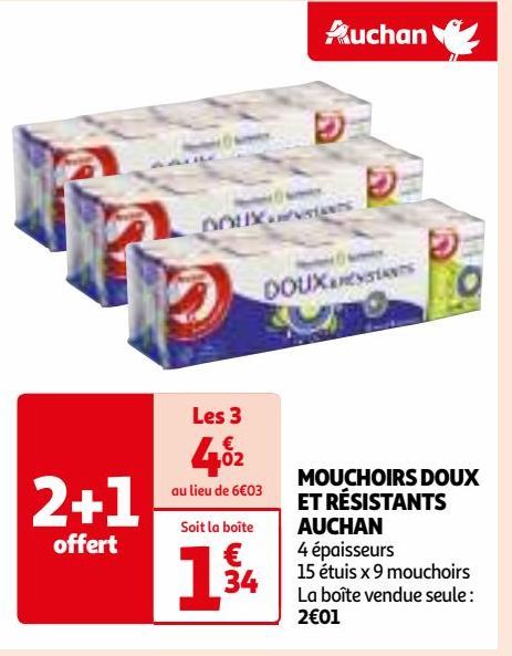 MOUCHOIRS DOUX ET RÉSISTANTS AUCHAN