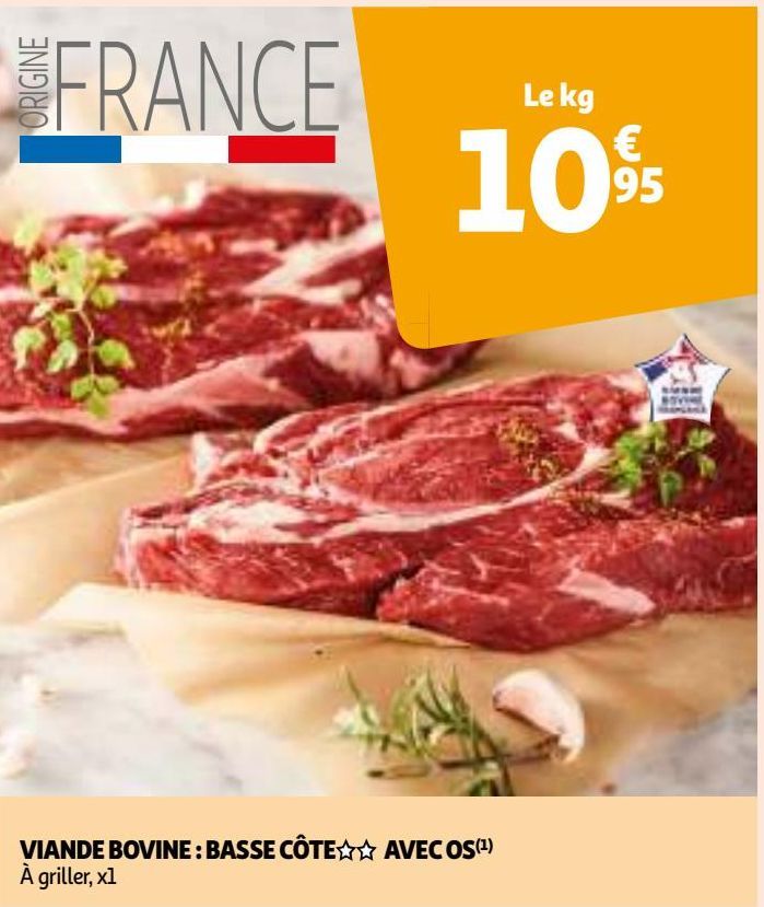 VIANDE BOVINE : BASSE CÔTE AVEC OS