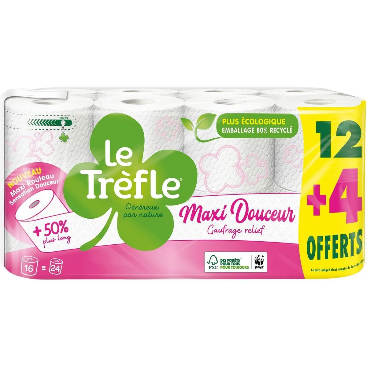 papier  toilette  maxi  douceur  le trèfle