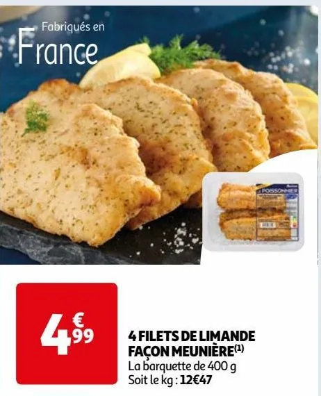 4 filets de limande  façon meunière