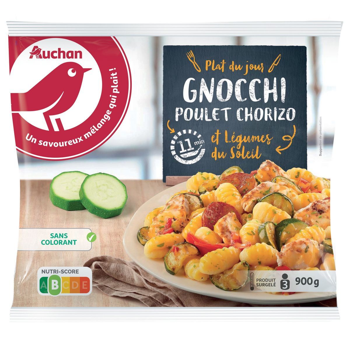 GNOCCHI POULET  CHORIZO ET  LÉGUMES DU  SOLEIL SURGELÉS  AUCHAN