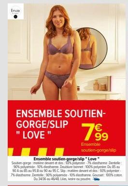 Envie  ENSEMBLE SOUTIEN-GORGE/SLIP "LOVE"  799  Ensemble soutien-gorge/slip 