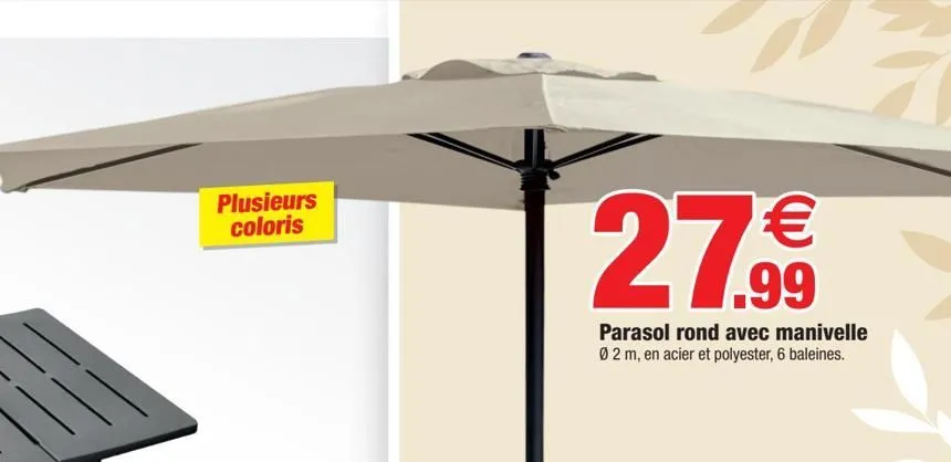 parasol rond avec manivelle