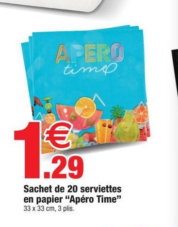 sachet de 20 serviettes en papier Apéro Time