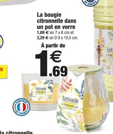 La bougie citronnelle dans un pot en verre