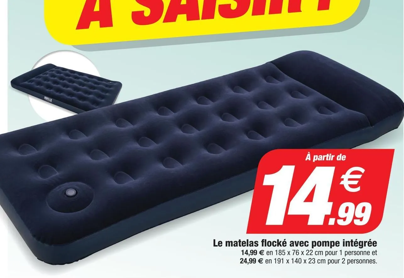 le matelas flocké avec pompe intégrée