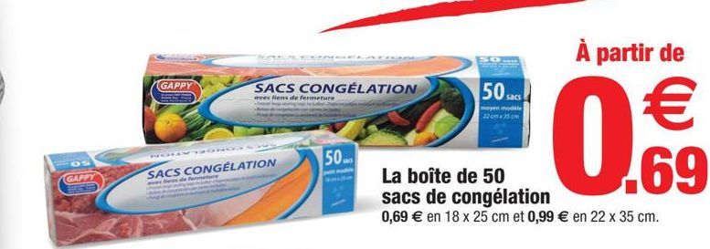 La boite de 50 sacs de congélation