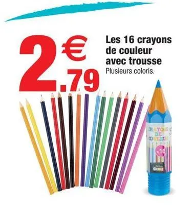 les 16 crayons de couleur avec trousse