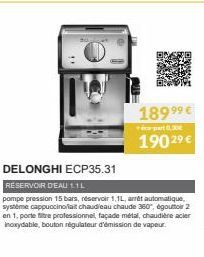 réservoir d'eau DeLonghi