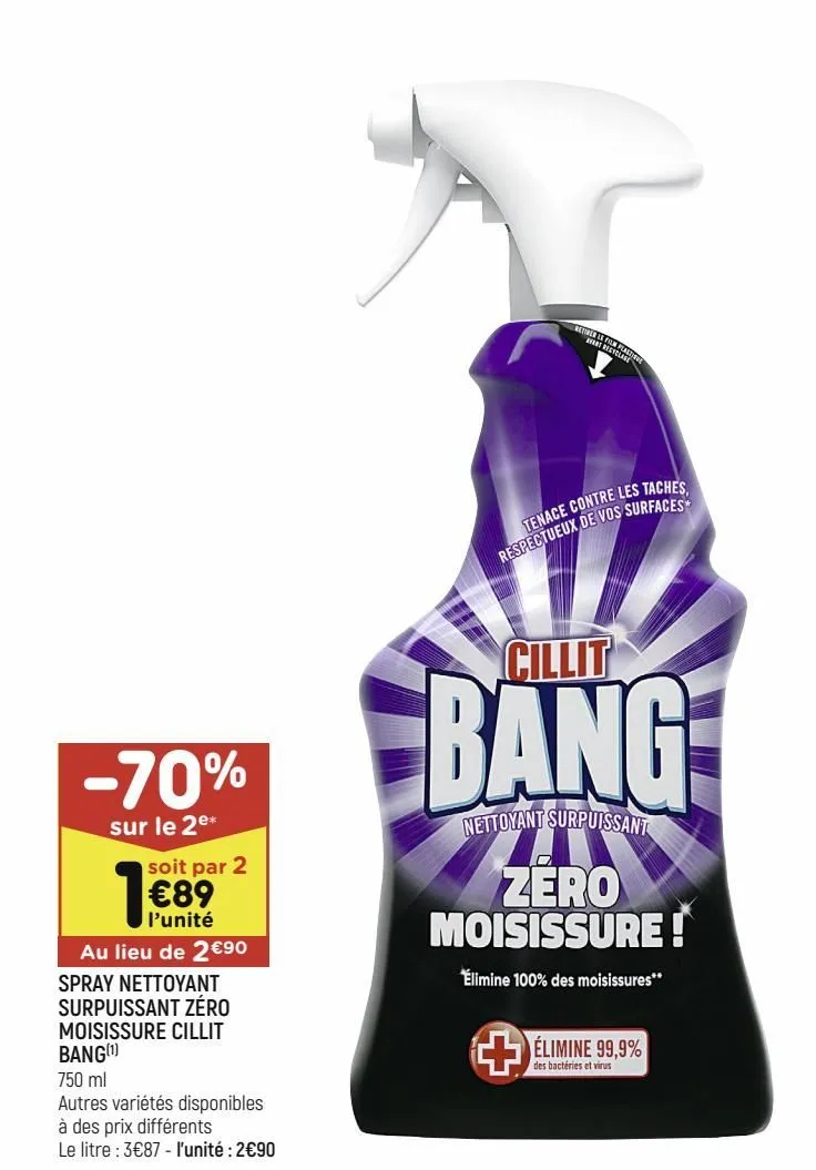 spray nettoyant surpuissant zéro moisissure cillit bang