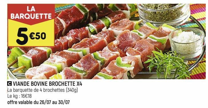 VIANDE BOVINE BROCHETTE X4