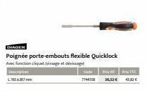 DIAGER  Poignée porte-embouts flexible Quicklock Avec fonction cliquet vigt  Caption  Cate PTIC  7744358  16,52€ 400€ 