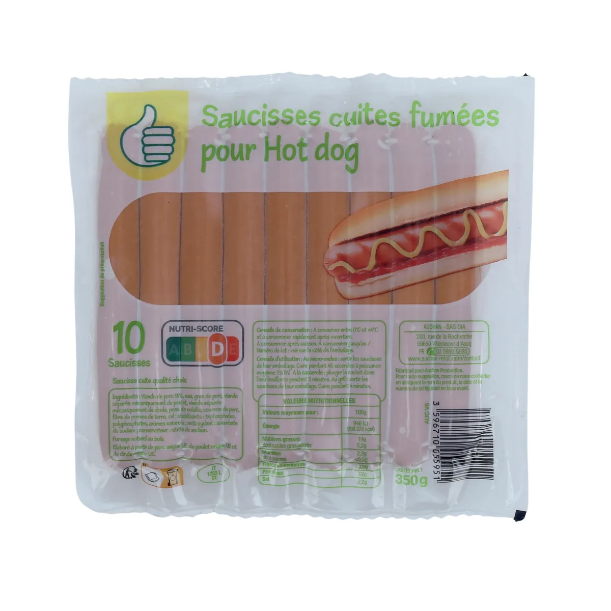 saucisses hot dog x 10