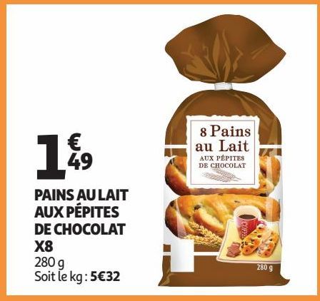 PAINS AU LAIT AUX PÉPITES DE CHOCOLAT X8