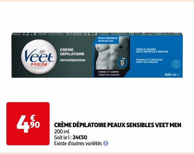 CRÈME DÉPILATOIRE PEAUX SENSIBLES VEET MEN