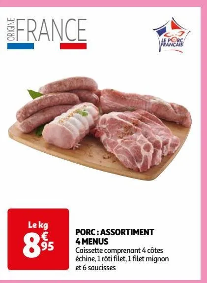 porc : assortiment 4 menus 