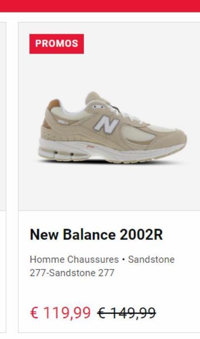PROMOS  N  New Balance 2002R  Homme Chaussures Sandstone 277-Sandstone 277  € 119,99 € 149,99 
