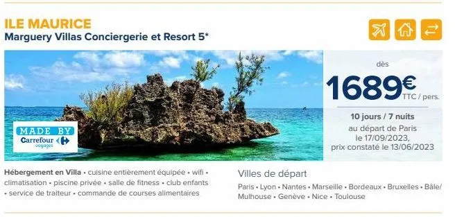 ile maurice  marguery villas conciergerie et resort 5*  made by carrefour voyages  hébergement en villa cuisine entièrement équipée. wifi. climatisation piscine privée salle de fitness club enfants • 