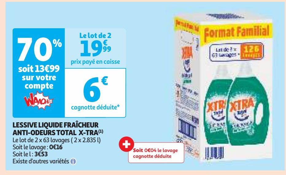 LESSIVE LIQUIDE FRAÎCHEUR ANTI-ODEURS TOTAL X-TRA(1)