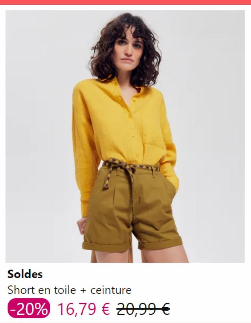 Soldes short en toile + ceinture 