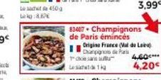 Los 450g  Lekg:8.87€  83407 Champignons de Paris émincés  Ta Lek  gia France (Mal de Loire) Champignons d 4,60  3,99€  4,20€ 