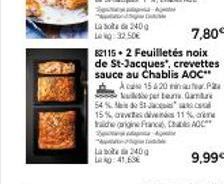 w  La 240g  Labte 240g Lokg: 41,6  7,80€  LO:32.50€ 82115 2 Feuilletés noix de St-Jacques, crevettes sauce au Chablis AOC" Aca 15 420 minuta. P  kad per team Game  54%  31 Jac  15% rewas dienas 11% n 