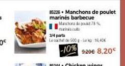 35226. Manchons de poulet marinés barbecue  Mancora di pot 78% manc  14 parts  Lesacht de 900g-0-16,40€  -10% 9.20€ 8,20 