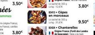 83413. Cèpes  en morceaux  Lesacht 3000 Lok 31,67€  83424 Chanterelles  3,80€ 