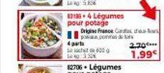 83185-4 Légumes pour potage  Origine France ponaux pommes de to  4 parts  La sc00 L350  des  2.20... 1,99 