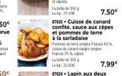 labelde 250 lekg: 21,49  7,50€  87835 cuisse de canard confite, sauce aux cèpes et pommes de terre à la sarladaise 