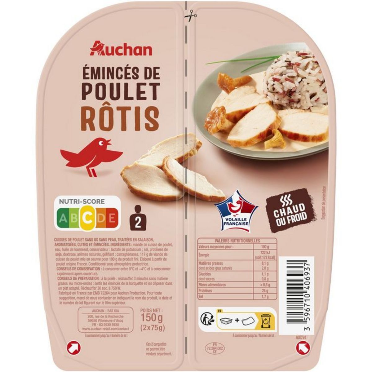 ÉMINCÉS DE POULET RÔTI AUCHAN