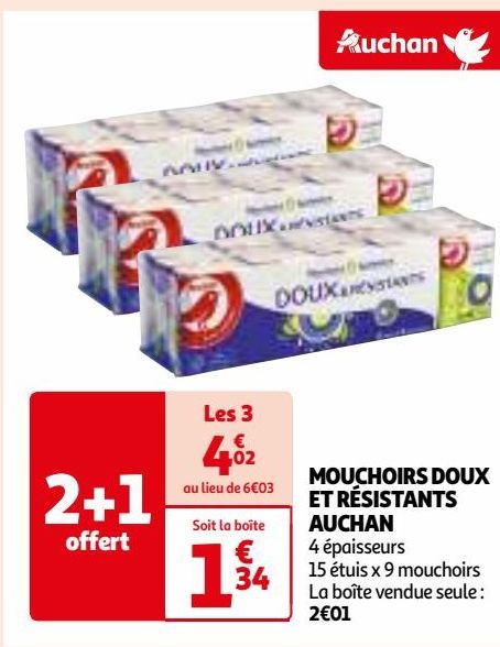 MOUCHOIRS DOUX ET RÉSISTANTS AUCHAN