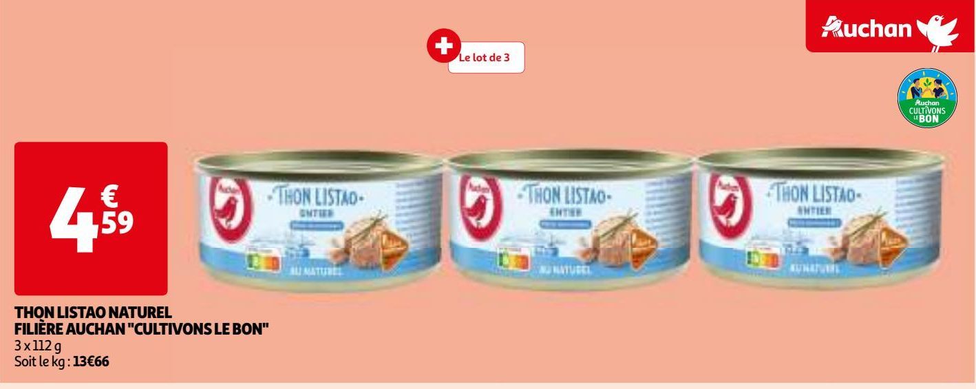 THON LISTAO NATUREL FILIÈRE AUCHAN "CULTIVONS LE BON"