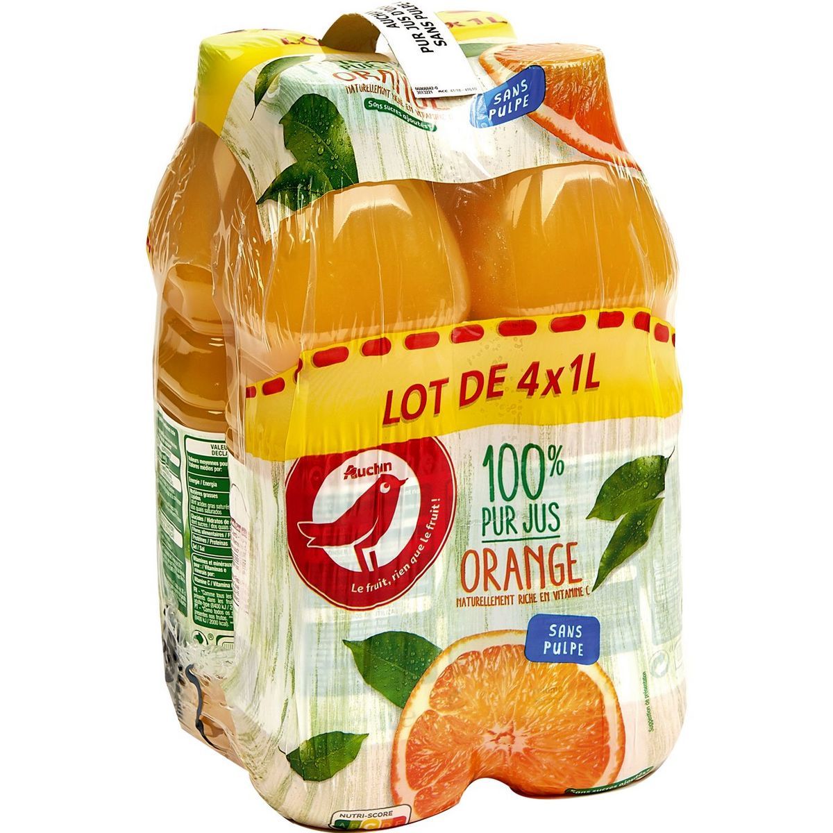 PUR JUS D'ORANGE SANS PULPE AUCHAN