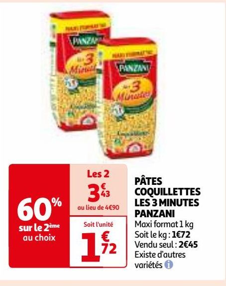 PÂTES COQUILLETTES LES 3 MINUTES PANZAN