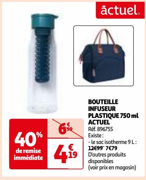 BOUTEILLE INFUSEUR PLASTIQUE 750 ml ACTUEL