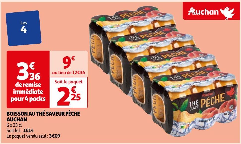 BOISSON AU THÉ SAVEUR PÊCHE AUCHAN