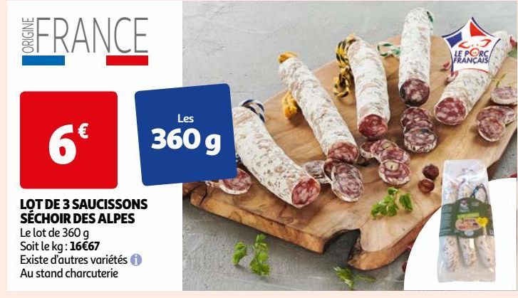 LOT DE 3 SAUCISSONS SÉCHOIR DES ALPES